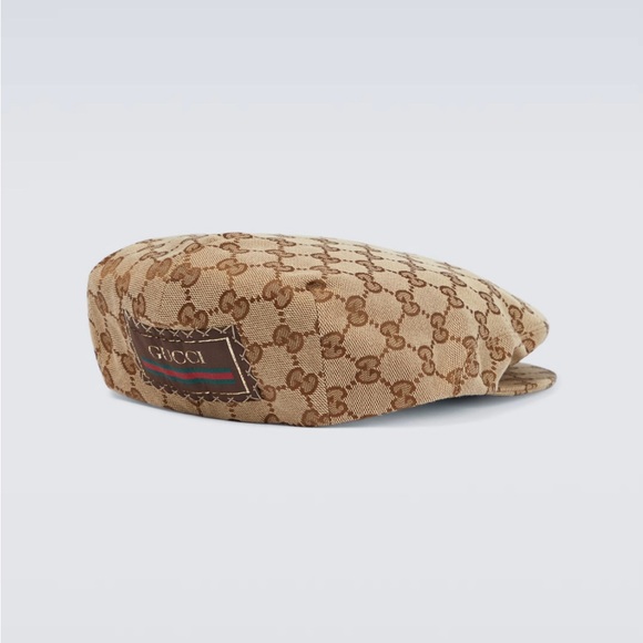 Brand New Gucci Original GG Canvas Flat Cap Beige Dark Brown Unisex US SIZE : S - Picture 1 of 2